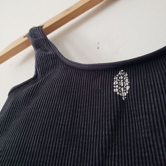 Free People Movement Activewear Crop Top Ribbed Dark Gray XS/S - Picture 2 of 5
